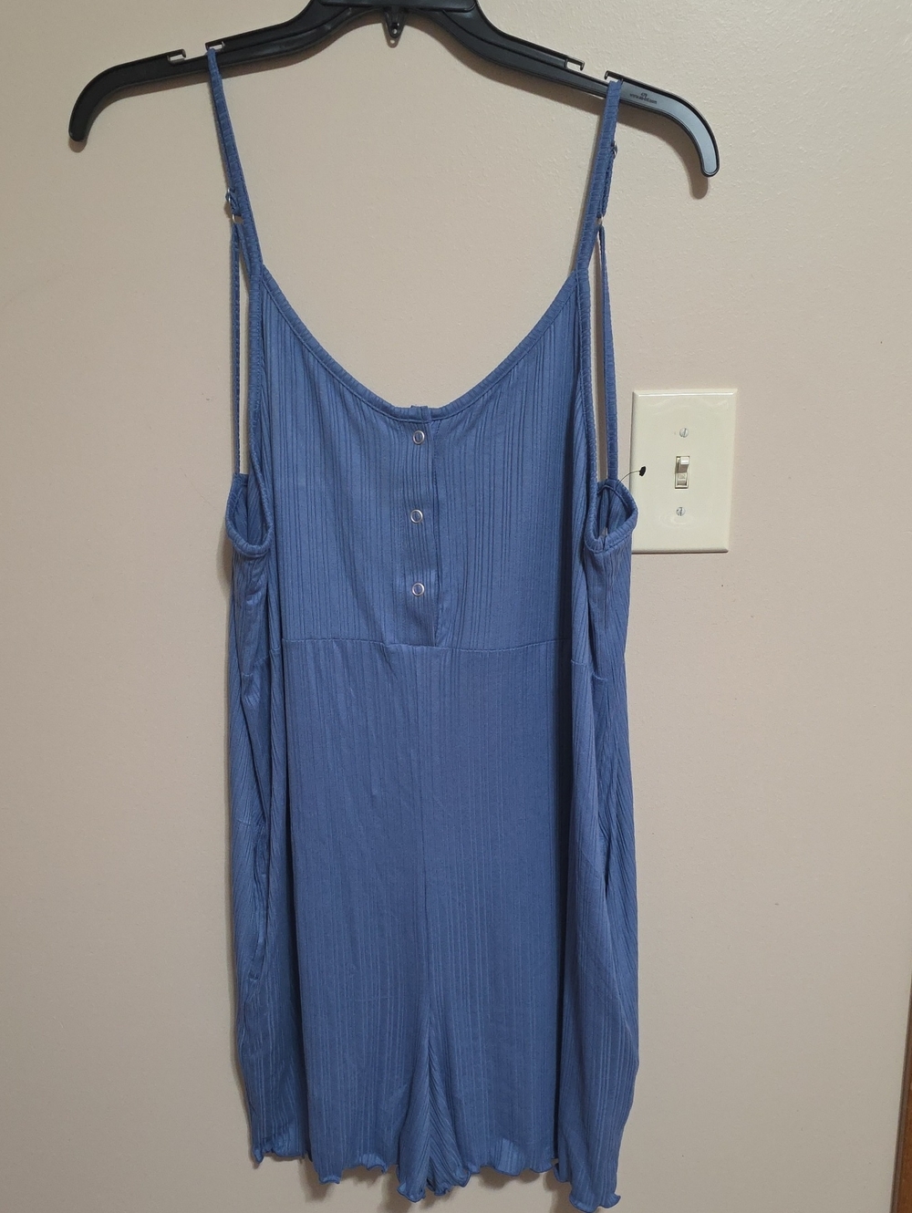 Sonoma Blue Ribbed Spaghetti-Strap Pajama Romper